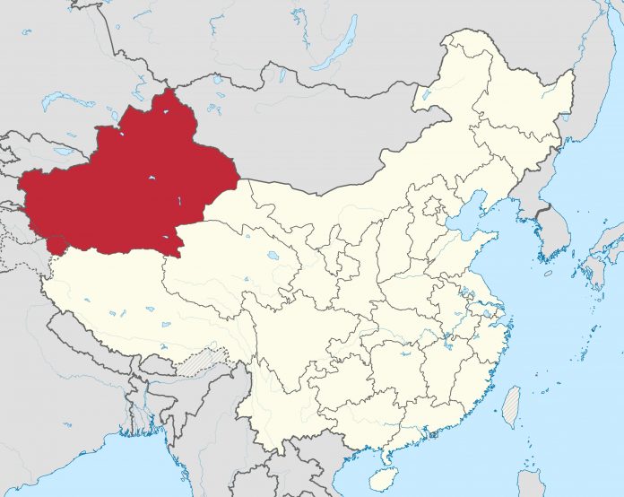 Posizione della provincia dello Xinjiang in Cina. Fonte Wikimedia Commons.