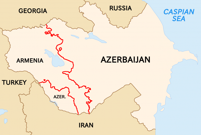 Cartina dell'Armenia e dell'Azerbaigian e le linee di confine Fonte: Wikimedia Commons