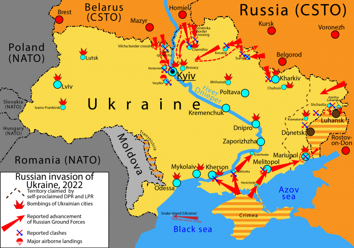 cartina geografica della guerra in Ucraina Fonte: Wikimedia Commons