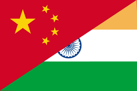 Bandiera indiana e bandiera cinese Fonte: Wikimedia Commons